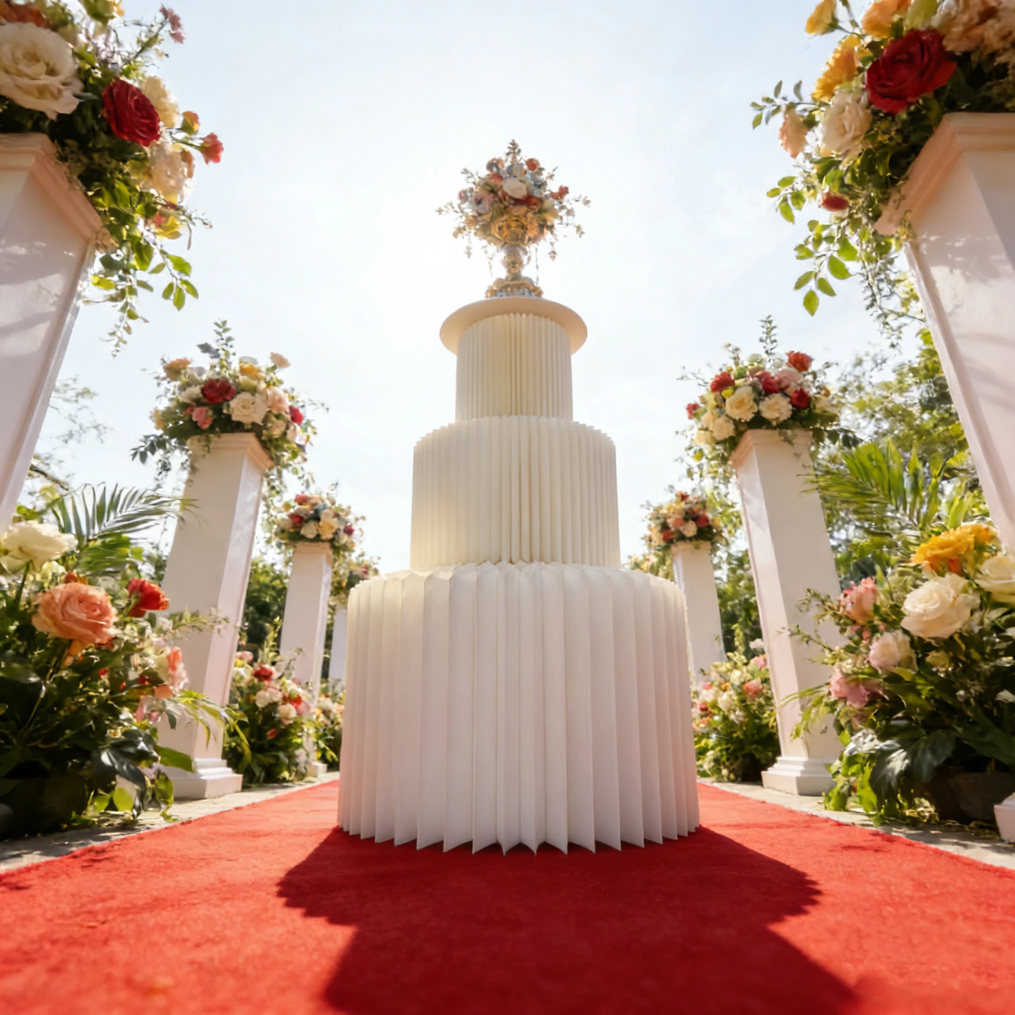 Cheap Paper Origami Roman Column Stand, Giant Cake Dessert Display Stand for Wedding Birthday Party