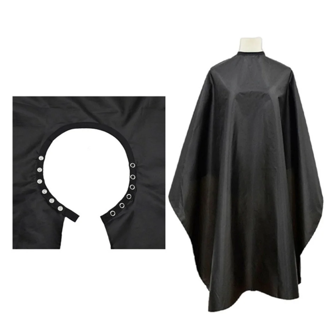 Button Collar Black Haircut Cloth Hairdressing Anti-Static Salon Gown Hidden Buckle Hairdresser Apron Haircut Capes Supplies