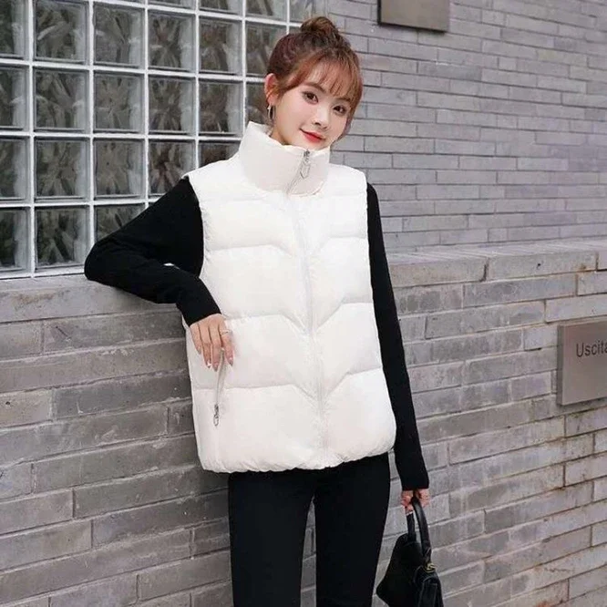 Manteau en coton à col montant pour femme, glaadt coréen, blanc, polyvalent, loisirs, extérieur, fille, automne, hiver, nouveau