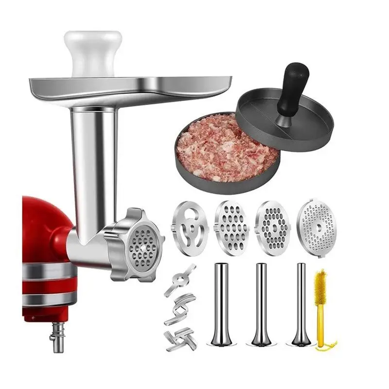 AEE2-Metal Food Grinder Attachments For All Kitchenaid Chef Stand Mixers Series. Meat Grinders, Sausage Stuff High Quality