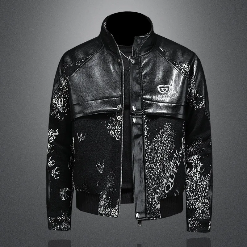 Men's Down Coats And Parkas Winter Mens  Leather Jacket With Stand-up Collar And Duck Down Jacket Men Lightweight Padded Jackets