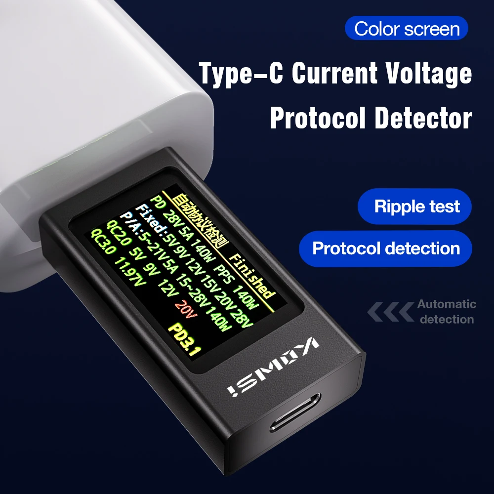 KWS Type-C Charging Tester DC 4-30V 0-12A Digital Voltmeter Voltage Current Meter Ammeter Power Bank Phone Charger Indicator