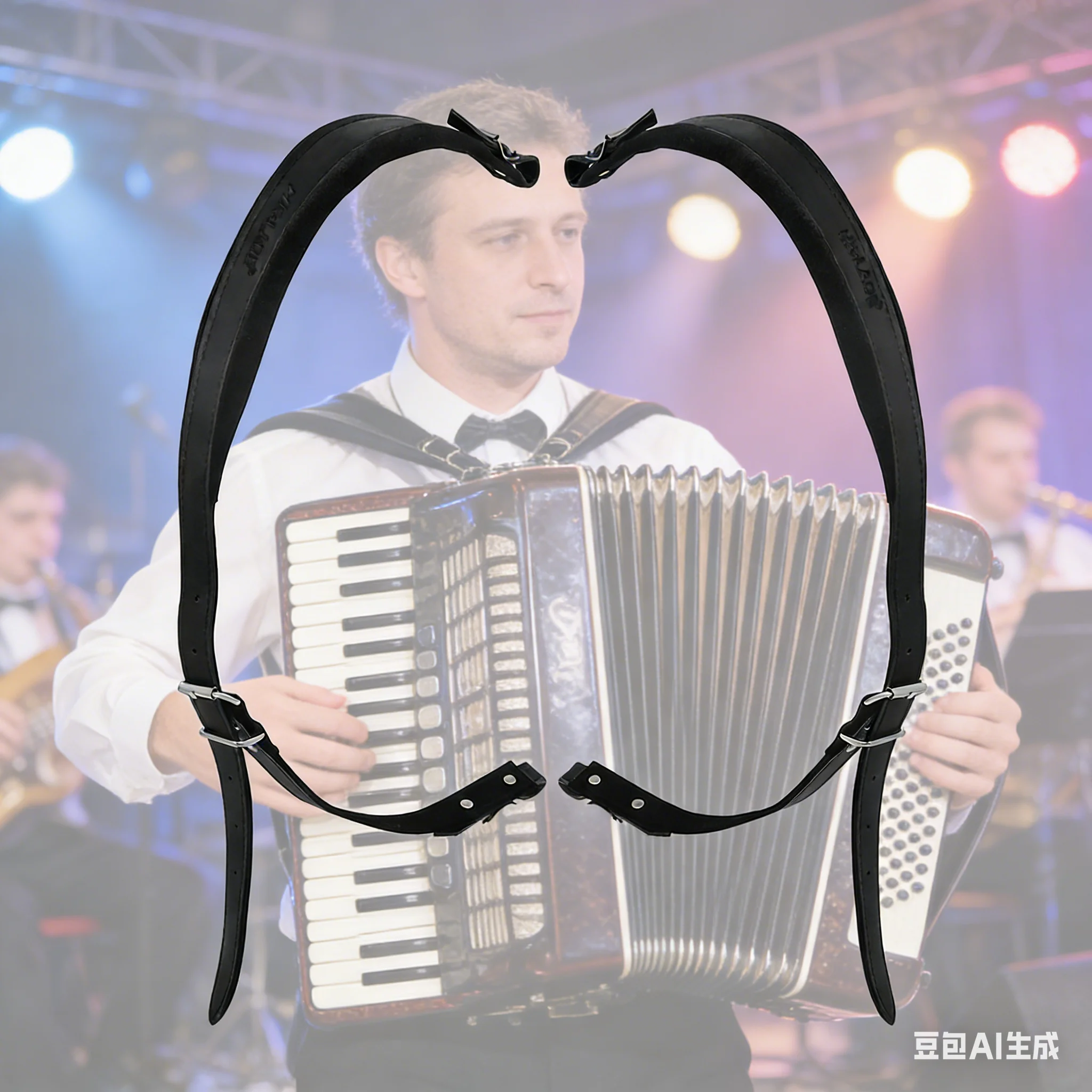 

Плечевой ремень-аккордеон 84-101x5,5 см, кожаный фланелевой регулируемый ремень для аккордеонов, диапазон от 16-120 басов, универсальное использование