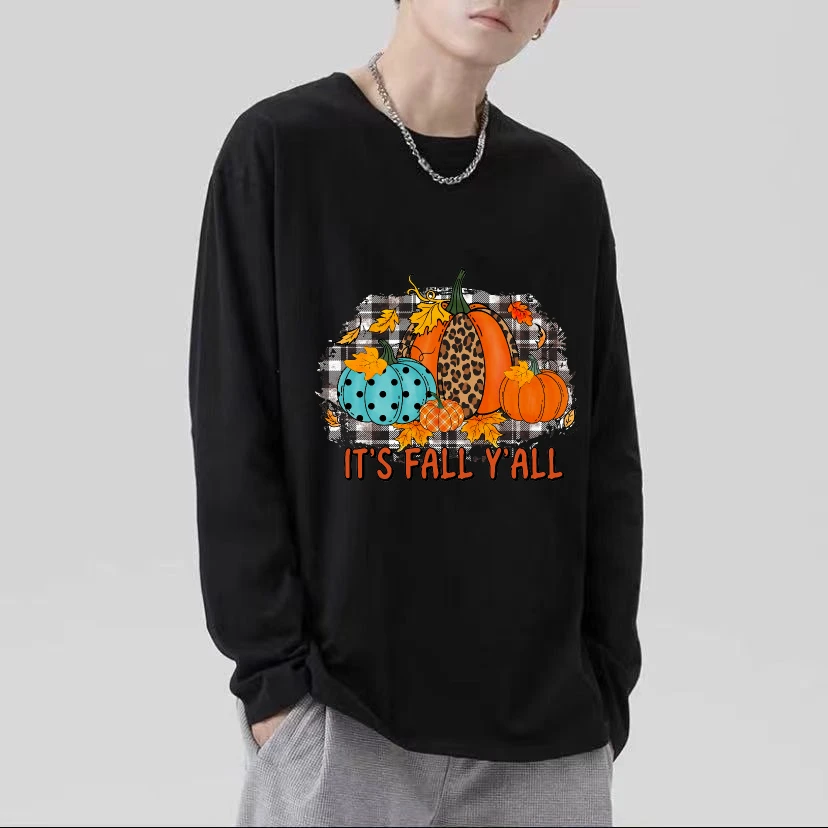 

T Shirt for Men 2025 Autumn Long Sleeve Halloween T-shirts Oversized casual Pullover Gothic Vintage Graphic Manga t-shirts tops