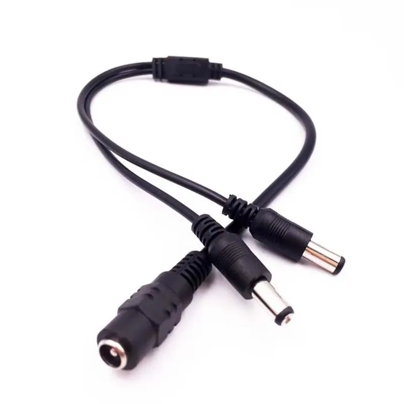 10pcs DC Power 1 Female To 2 Male Port  5.5x2.1mm Plitter Adapter For Security CCTV Camera And LED Strip