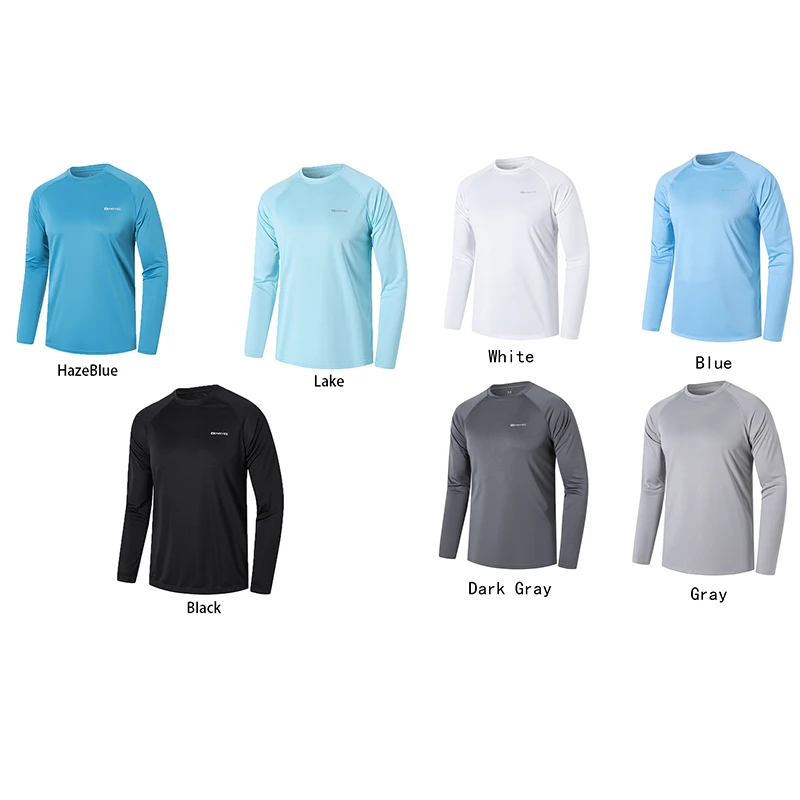 Men's Long Sleeve UPF 50 + Proteção Solar Loose Fit Esportes, Natação, Corrida, Pesca, Caminhadas Secagem Rápida Surf T-Shirts