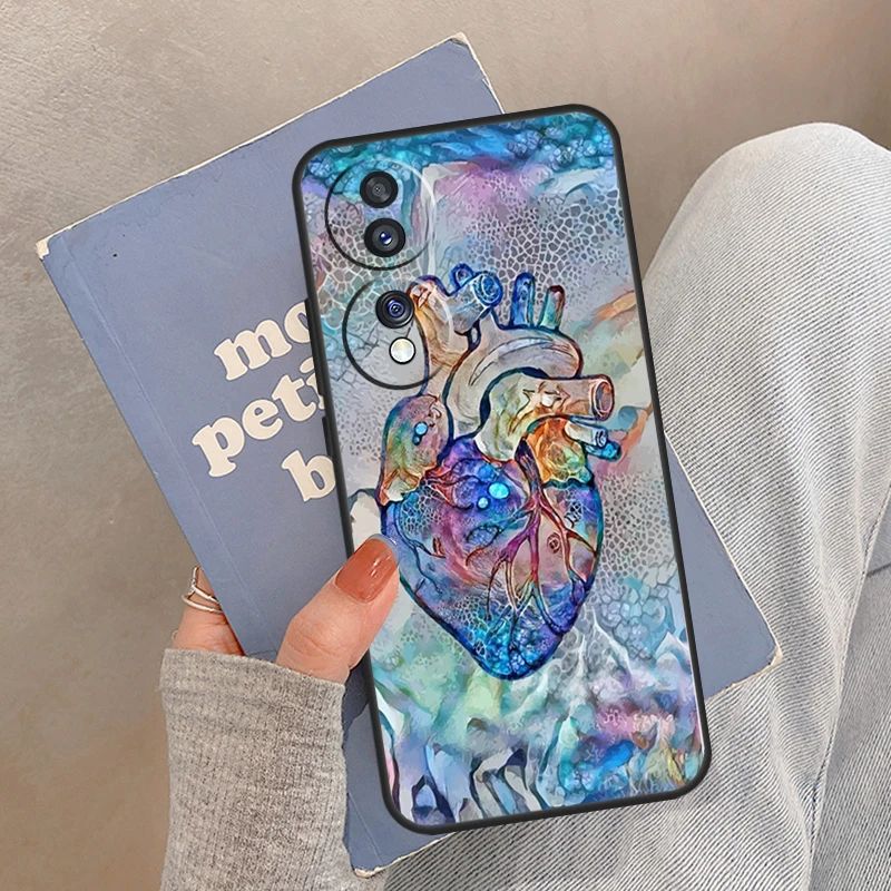 حافظة فنية على شكل قلب تشريح بشري لهاتف Honor Magic 8 5 6 7 Pro لهاتف Honor 400 200 Lite 50 70 90 X8a X8b X9a X9b X9c