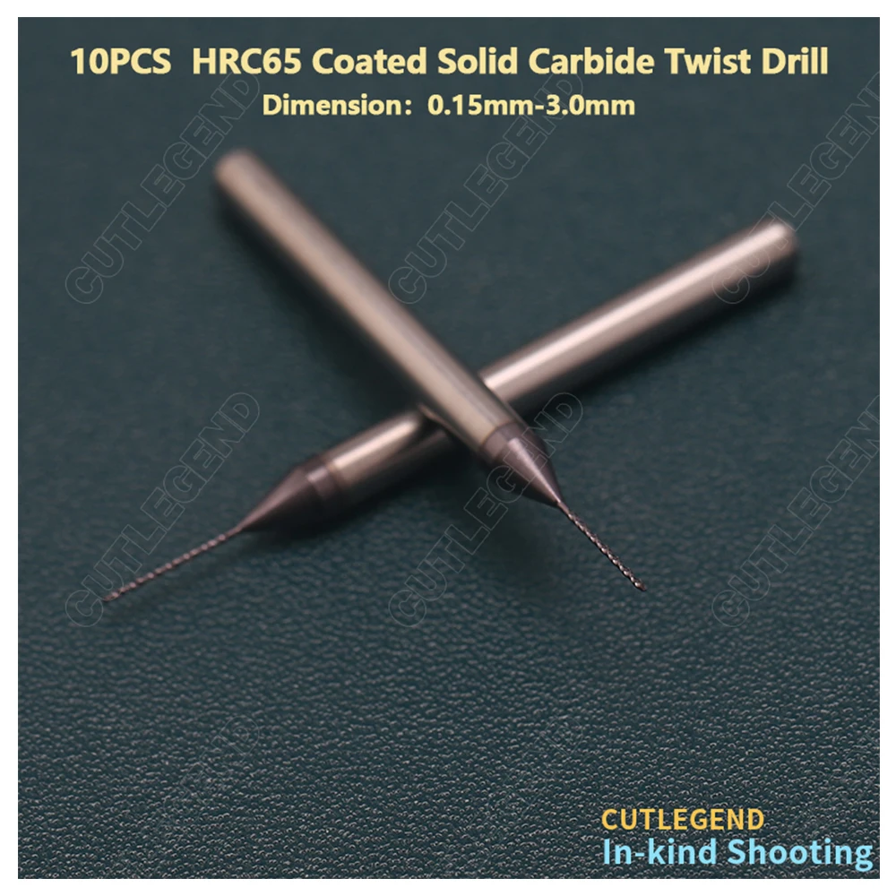 10 Stück CUTLEGEND HRC65 TiCN-beschichteter Vollhartmetall-Spiralbohrer Durchmesser. 0,3-2,99 mm Schaftdurchmesser. 3mm Vollhartmetall-Mikrobohrer – Detail 3