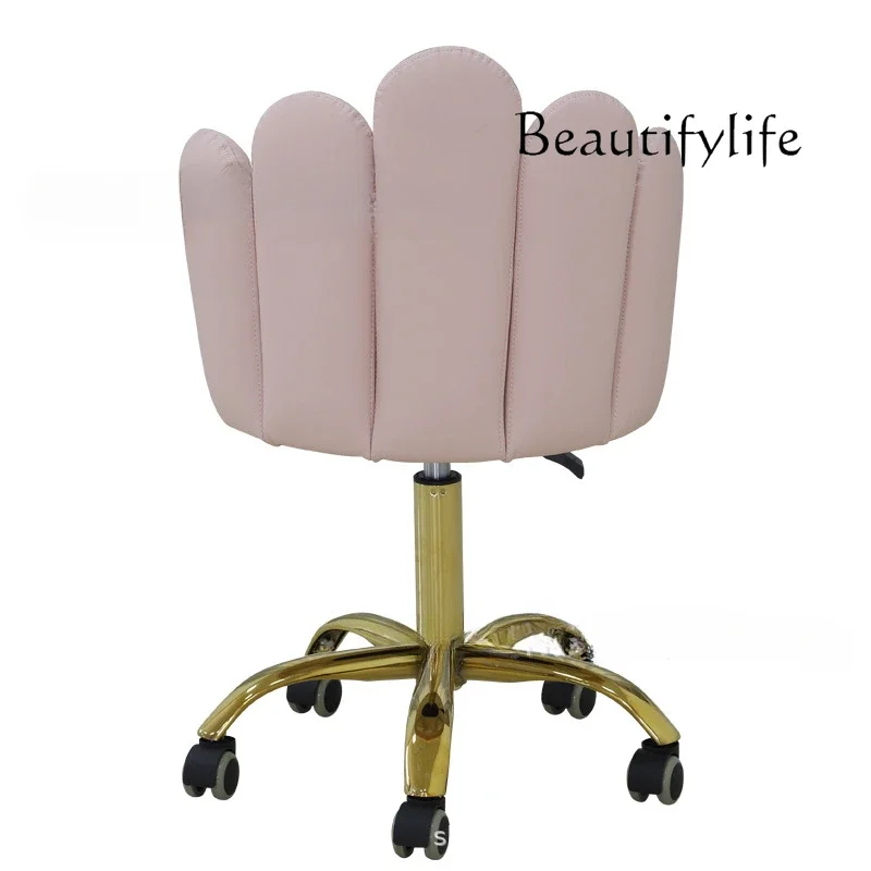 Stainless Steel Gold-Plated Swivel  Industrial Chair Leather Lifting Experimental  Office Manicure Technician Chair