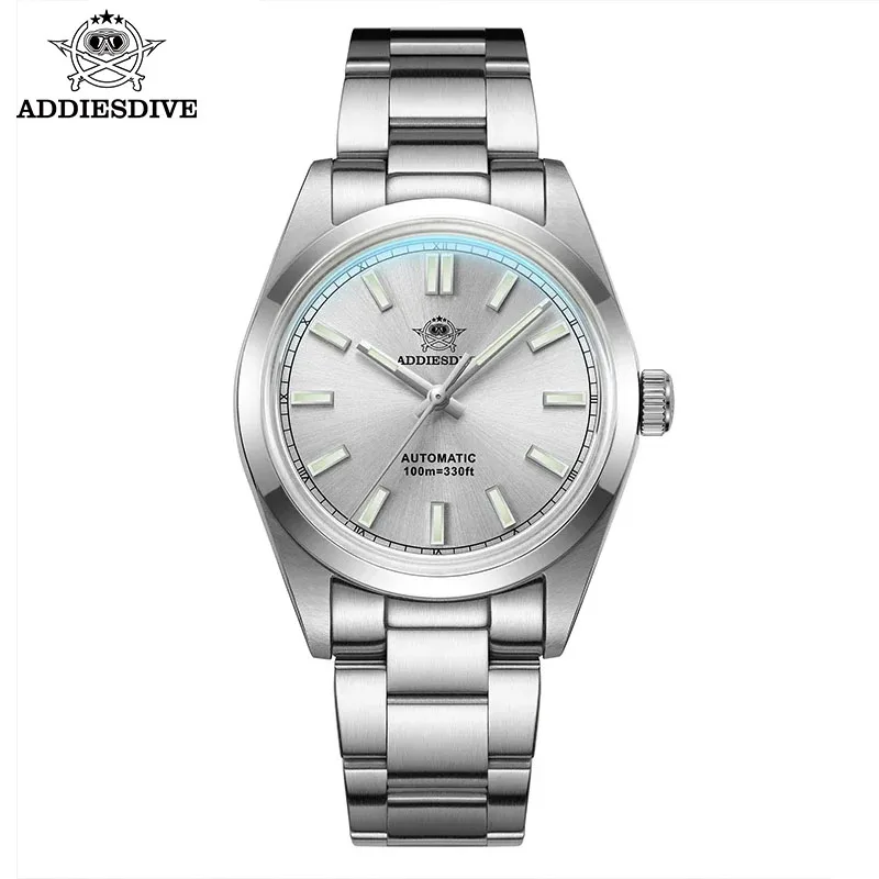 ADDIESDIVE 36mm Fashion Automatic Watch For Men PT5000 Sapphire Glass Mechanical Watches 10Bar Diving Super Blue Luminous AD2028