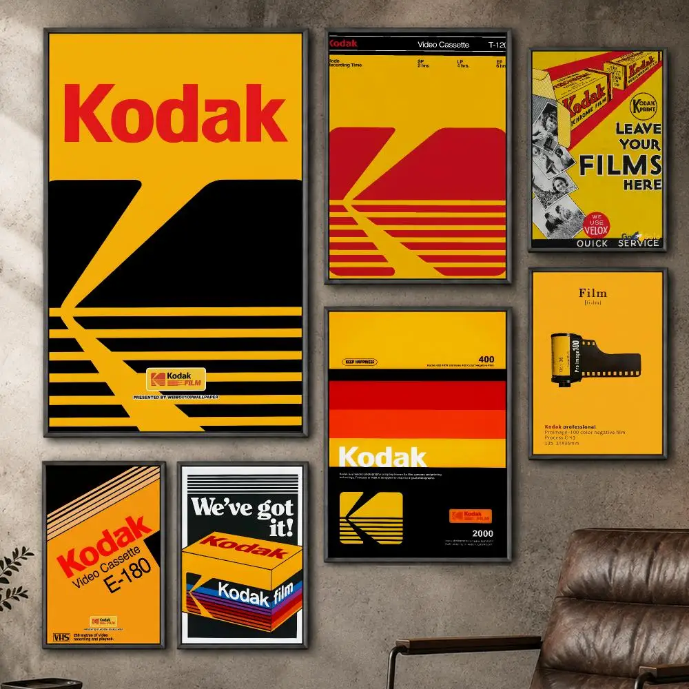 Brand Kodak Camera Vintage Retro Icon Poster  PP Self Adhesive Home Garage Dorm Bar Wall Decor Aesthetic Retro Gift