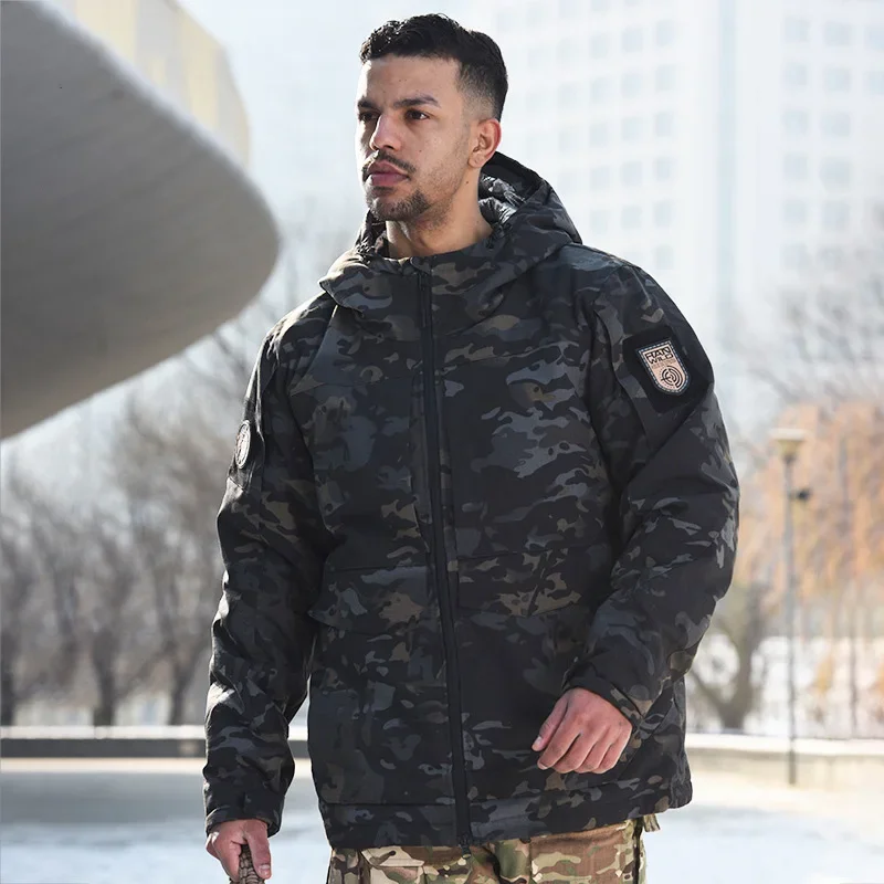2026 Heat Reflective Men's Camo Winter Keep Warm Tactical Cotton Jacket with Hat Windproof High Cold Warm Coats Hiking Trip