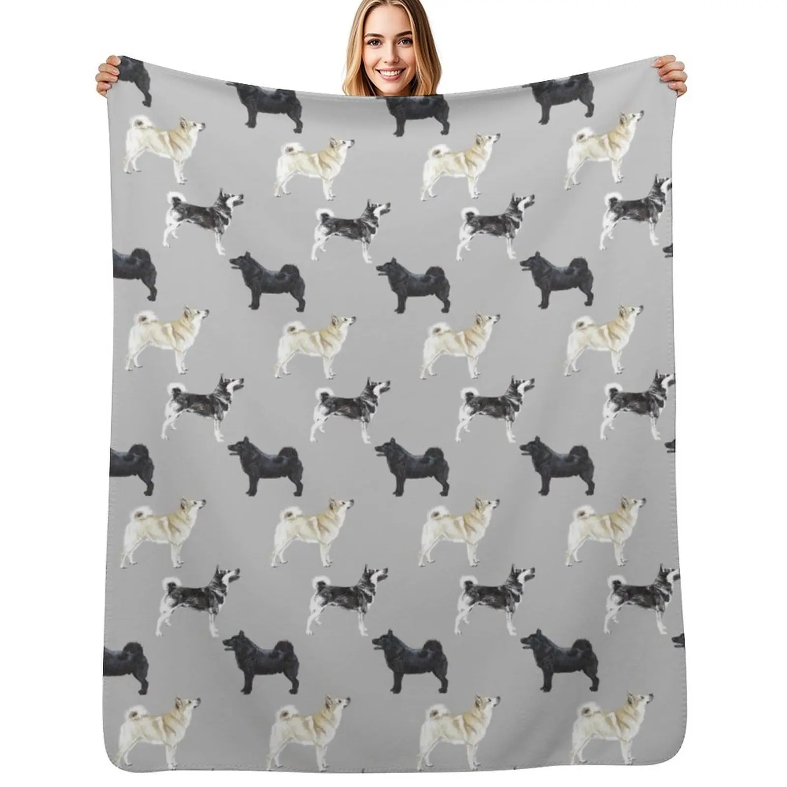 

Norwegian Buhund Repeat Pattern Throw Blanket Decorative Sofas Soft decorative Single Blankets