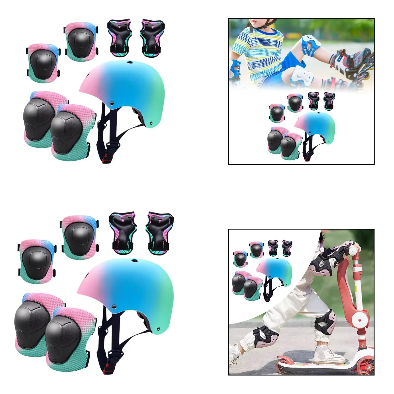 

Bicycle Helmet for Kids Climbing Riding Lightweight Versatile Adjustable Outdoor with Knee Pads Accessory Sturdy Cycling Helmet