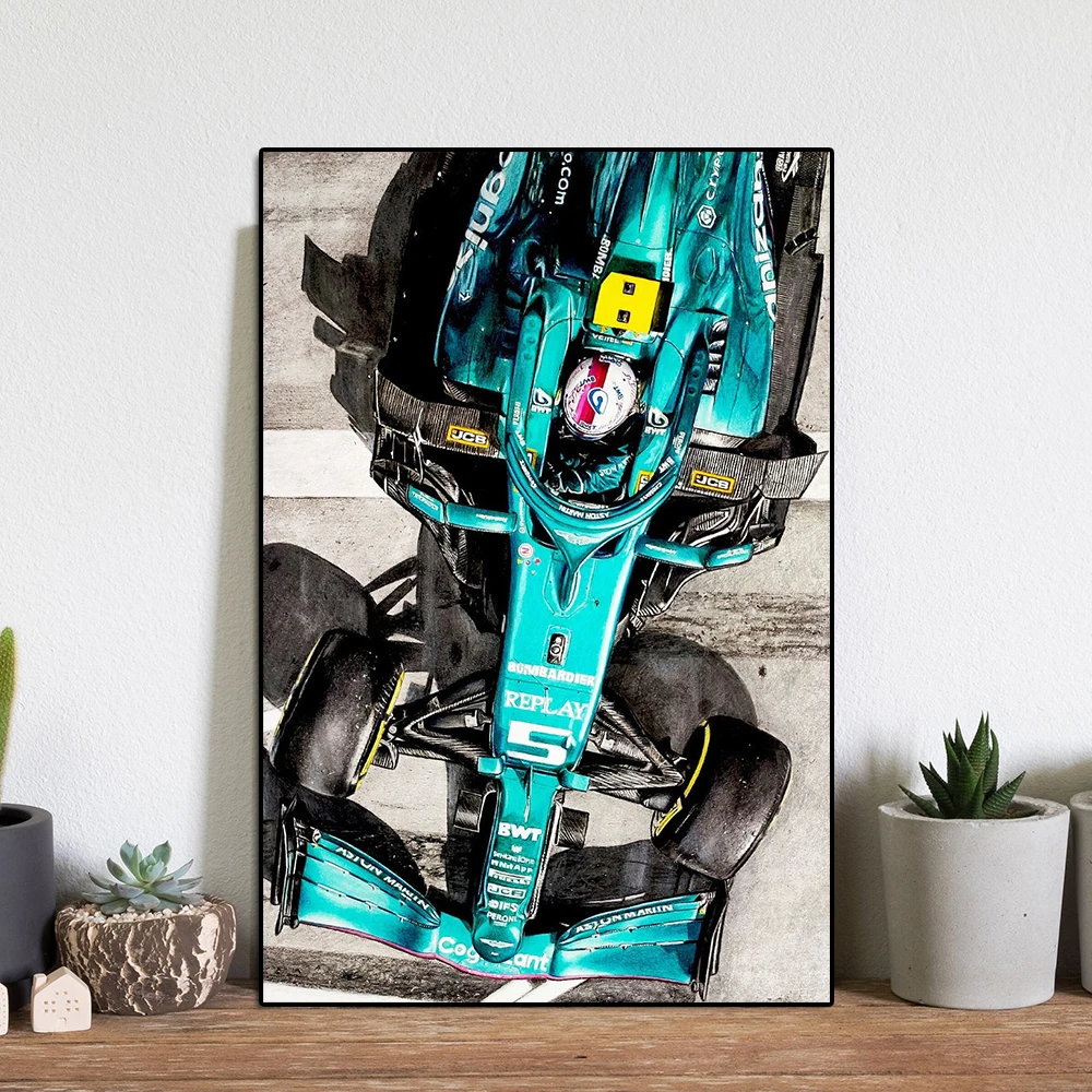 Super Formula World Champion Vettel Race Car Poster Print Martin Racing Graffiti Canvas Painting Supercar Wall Art Room Decor