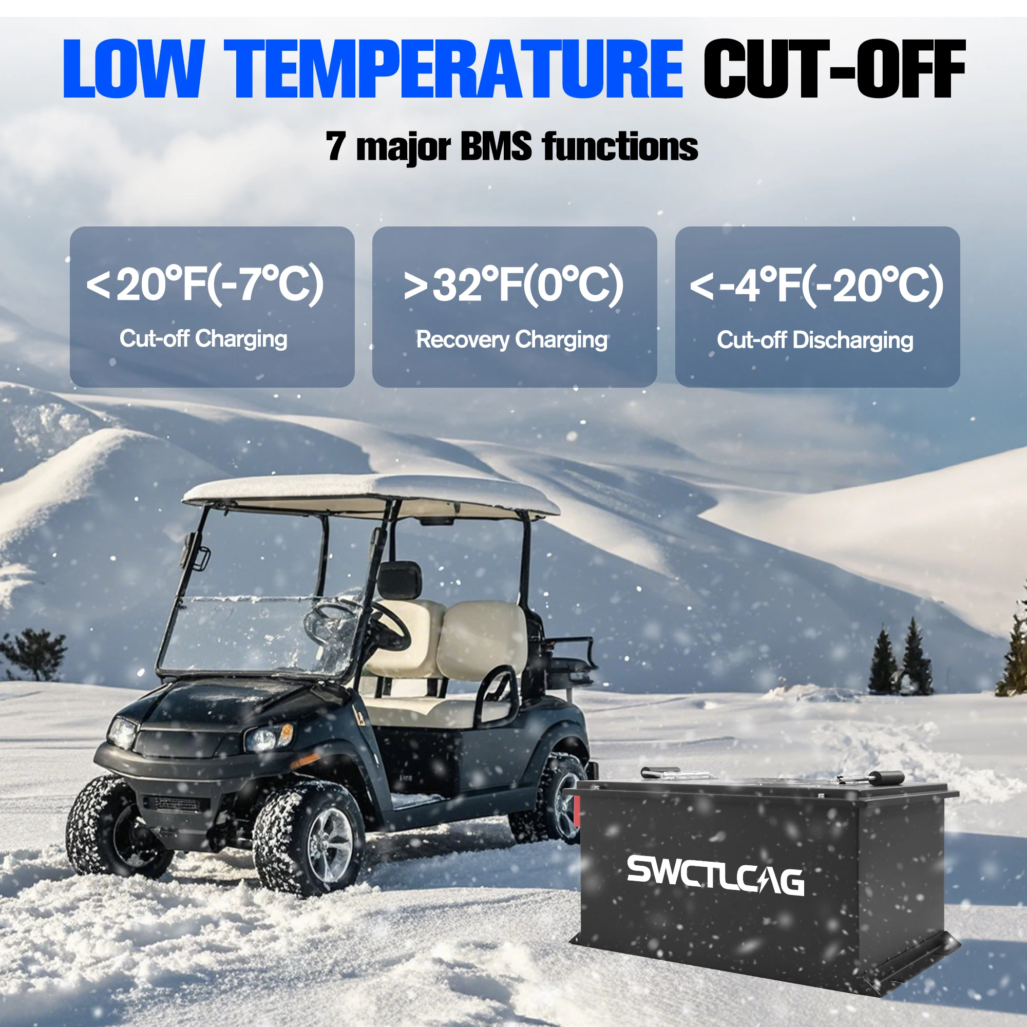 

36V 105Ah Golf Cart LiFePO4 Lithium Battery with 36V 25A Charger Max. Load Power 7.68kW for Club Car DS