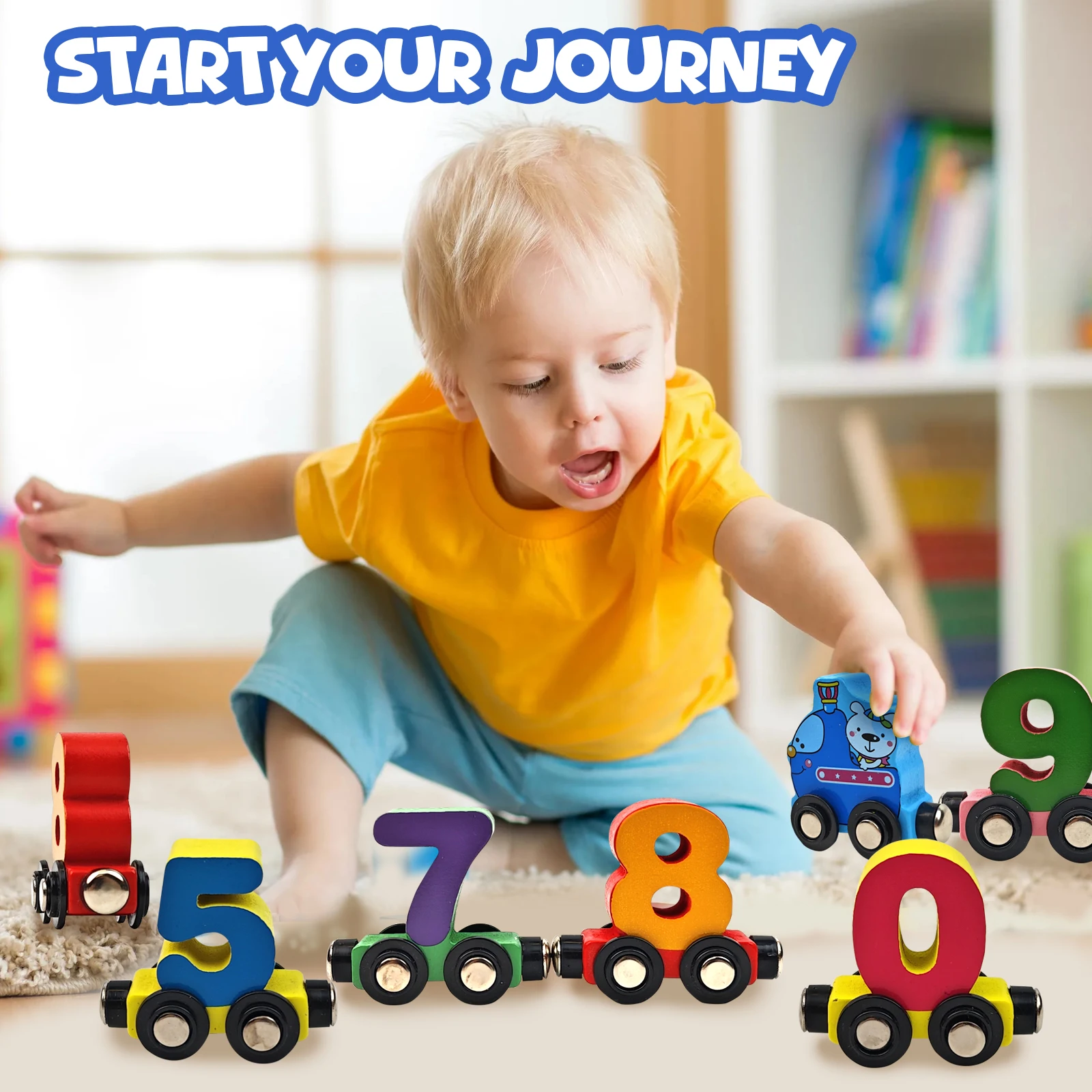 12PCS/Sets Magnetic Digital Train Colorful Cognition Wooden Toy Learning Car Montessori Children's Assembly Educational Toys