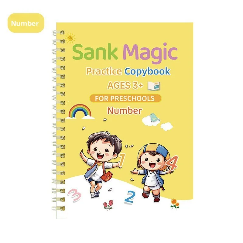 Groove Control Pen-Übungskalligraphie für Kinder, englische alphanumerische mathematische Zeichnung, Trainings-Übungsbuch