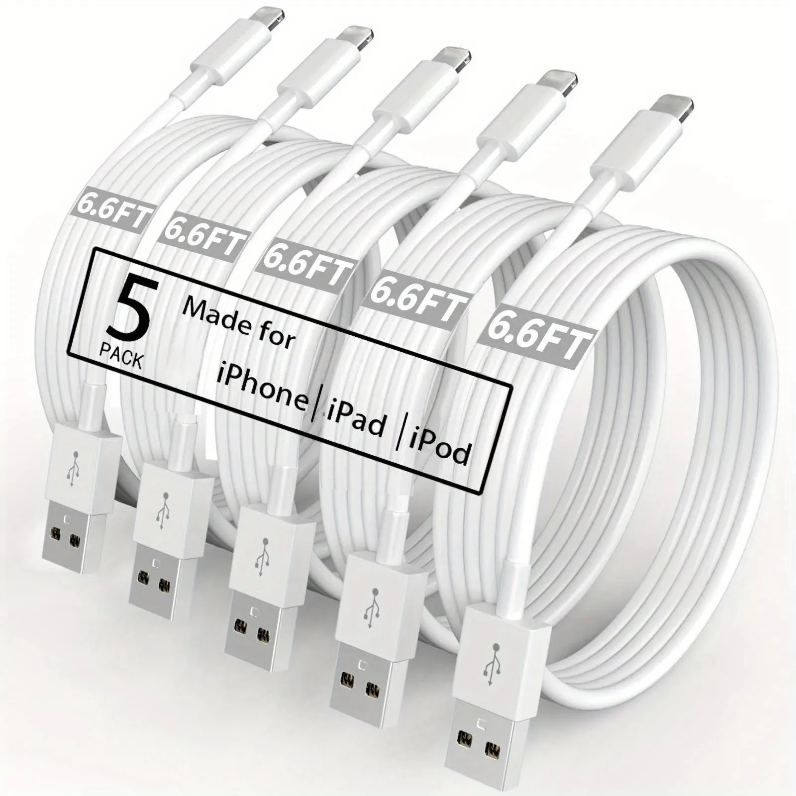 

1/3/5PCS Quality USB Charger Cable for iPhone 14 8 7 6S Plus 13 12 Pro XS Max XR SE Charging Cord Data Sync Line 1m 2m