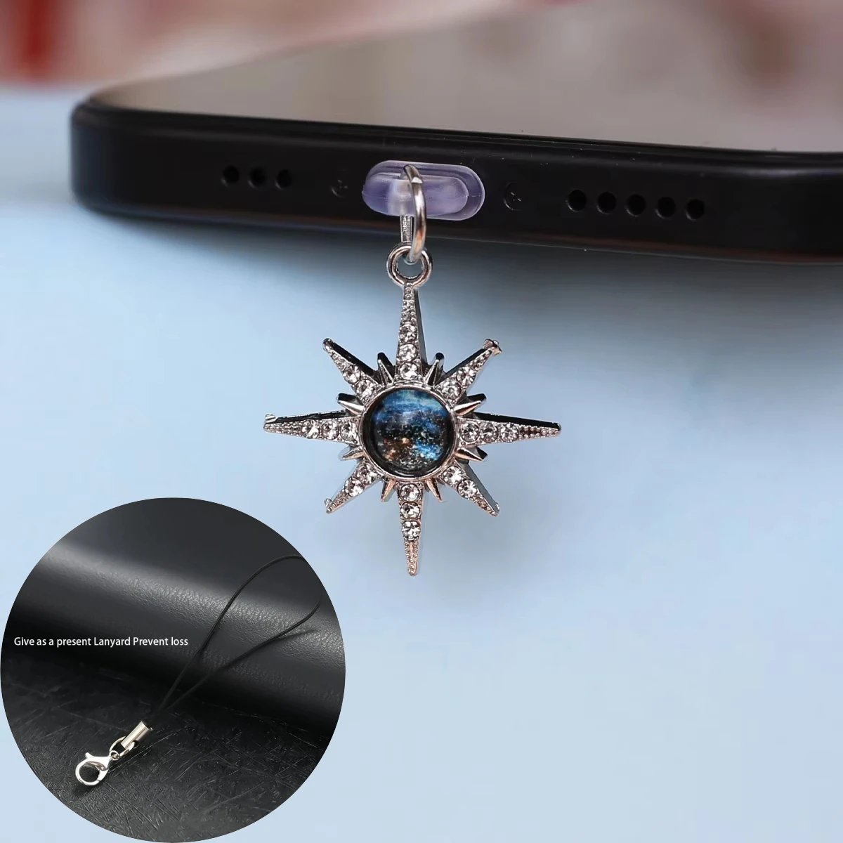 Weltraum-Themen-Stern- und Mond-Glitzer-Diamant-Telefonstaubschutz, Schnittstellenschutz-Sternenhimmel-Dekorationszubehör, Mehrfach-Schnittstellenschutz