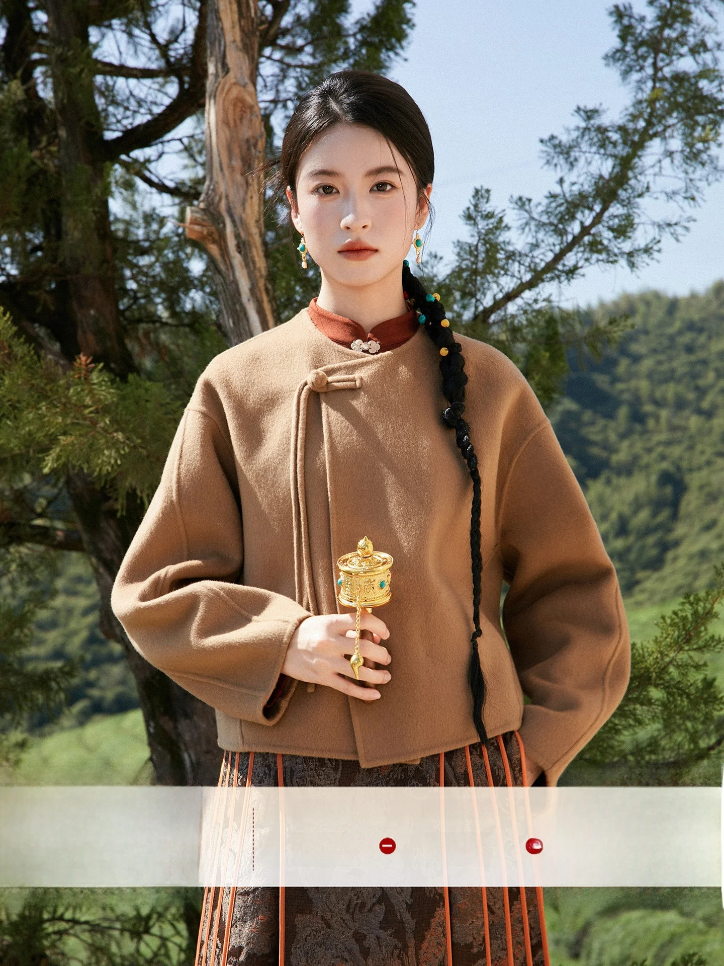 

Шерстяное пальто ручной работы с пуговицами-кисточками, двустороннее, желтое, с разрезом по бокам, 100% шерсть, для повседневной носки, теплое, удлиненное, средней длины