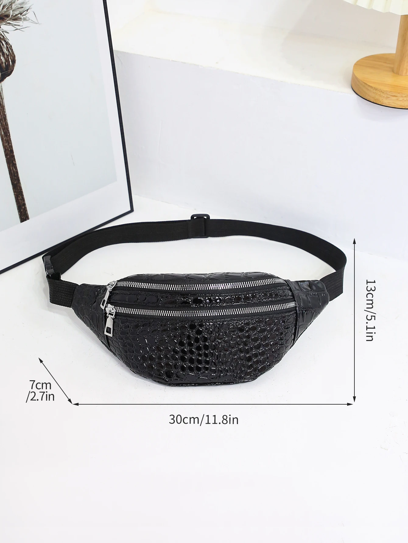 Crocodile Pattern Waist Bag Chest Bag Waterproof Highlight Fanny Pack Shoulder Messenger Bag Outdoor Sports Running Phone Bag