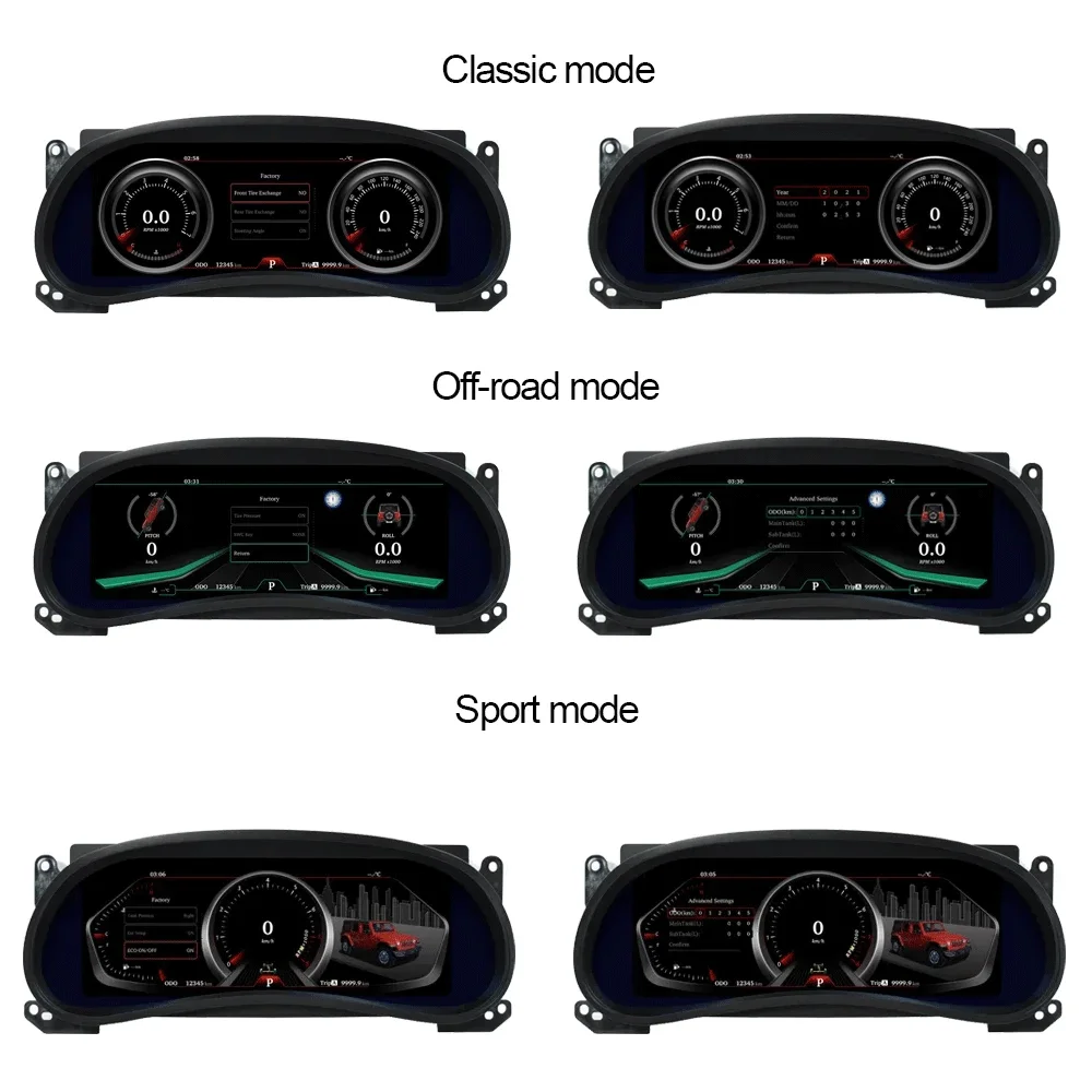 Car Digital Cluster Virtual Cockpit 1920*720 10.25“ Dashboard Instrument For Jeep Wrangler JK 2011-2017 QLED Screen Speedometer