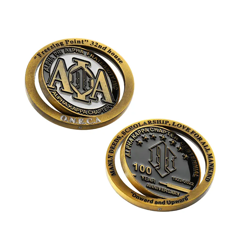 Factory customized high-quality metal challenge coin, most popular logo, anniversary commemorative rotating coin