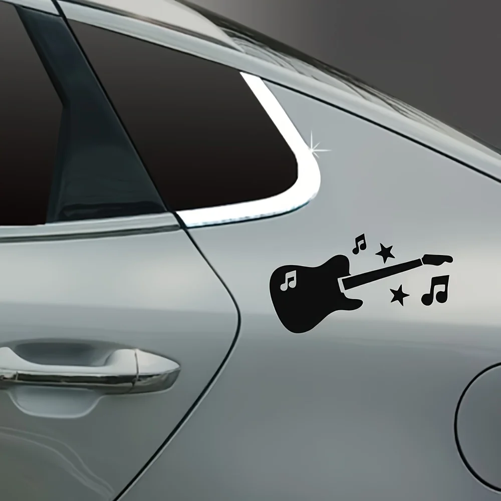 

Waterproof Car Sticker - Music Themed Electric Guitar and Star Pattern Motorcycle Helmet Sticker MUChkey