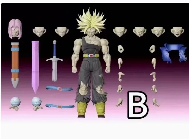 在庫オリジナル Tonsenarttoys トランクスアクションフィギュア Shf ロングヘアバトルダメージ可動超サイヤ人トランクスベジータカスタムホビー