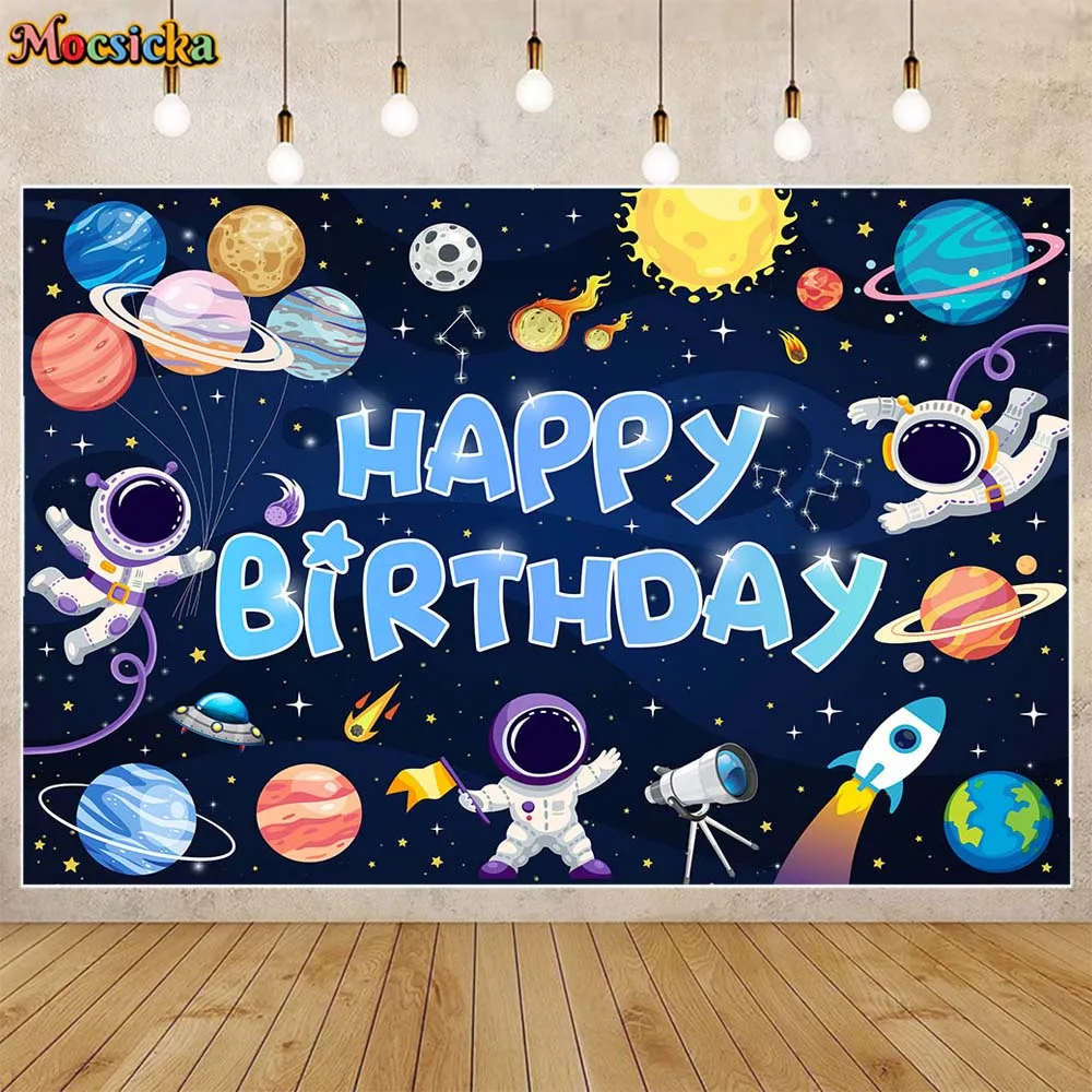 

Mocsicka Space Kids Birthday Backdrop Planet Astronaut Boys Birthday Party Decor Photo Background Photo Studio Photography Props