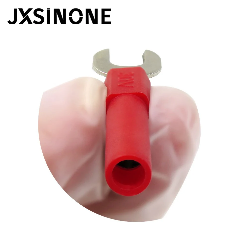 JXSINONE P4003 10 STKS 6mm Spade Plug Naar 4mm Jack Breedte U & Y Type Lassen Insert Harpoen Naar 4mm Banaanstekker 5 Kleuren