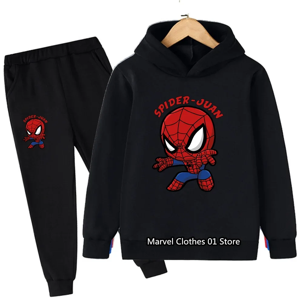 Ragazzi ragazze vestiti Spiderman felpa con cappuccio Set bambini 2 pezzi primavera autunno bambino ragazze cartone animato con cappuccio +