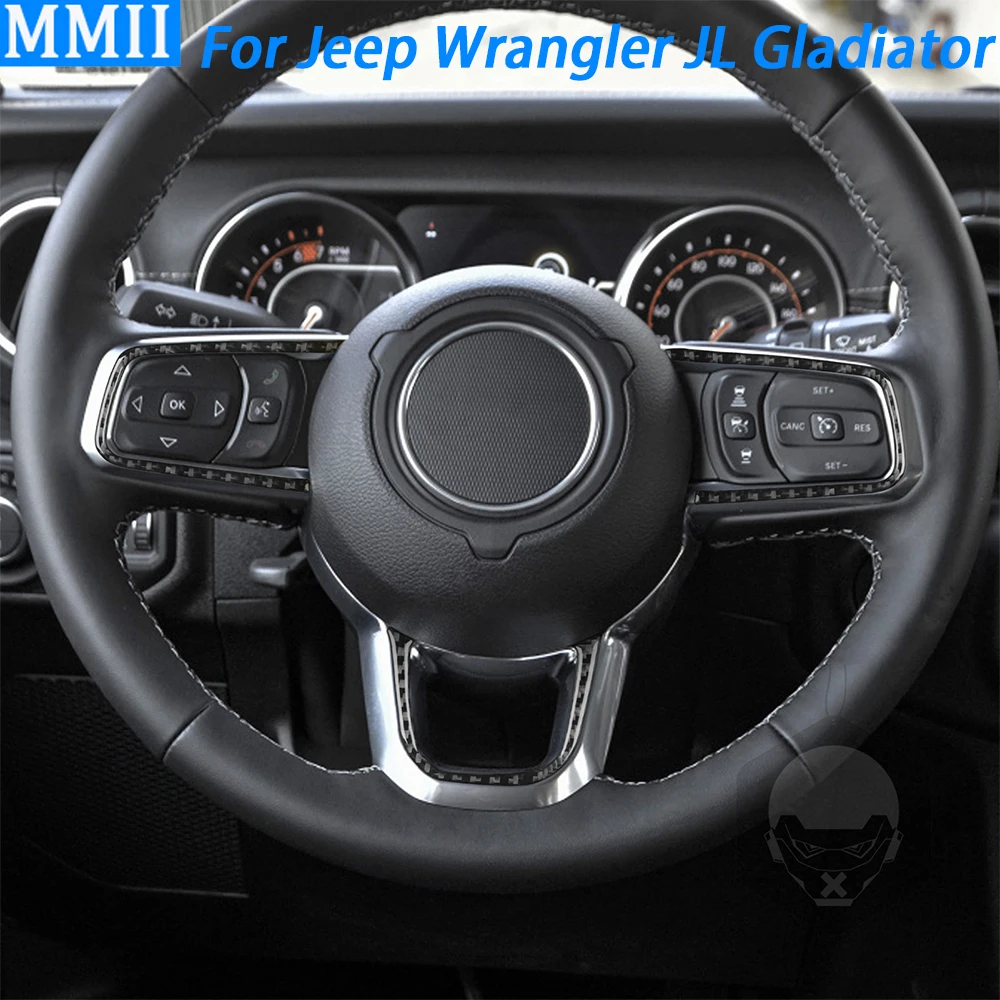 

Для Jeep Wrangler JL 2018-2023 Гладиатор 2020-2023 углеродное волокно панель рулевого колеса отделка полоса автомобильные аксессуары стикер