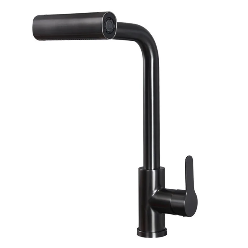 صنبور مطبخ ستانلس ستيل مع 4 أوضاع لتدفق المياه - 360 درجة °   صمام سيراميك دوار، لمسة نهائية مصقولة، تحكم في الماء الساخن والبارد f