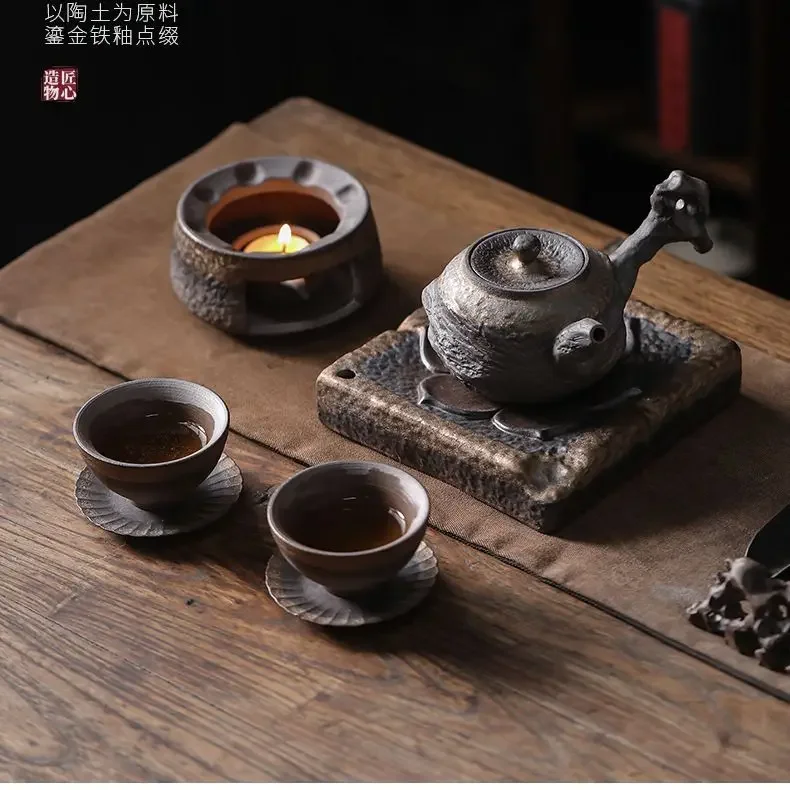 Stoneware Taihu Lake Stone Side Handle Pot Handmade Old Volcanic Clay Teapot Household Japanese Style Tea Infuser Tea Kettle