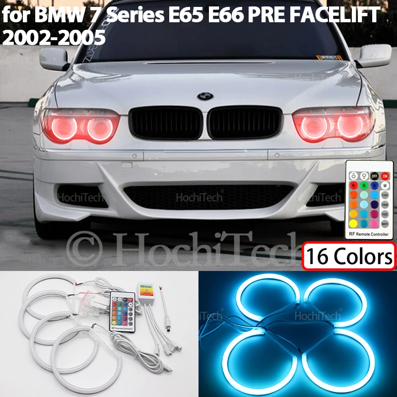 Headlight Cotton Multi-color RGB LED Angel Eyes for BMW 7 Series E65 E66 PRE FACELIFT 745i 745Li 760Li 760i 2002-2005