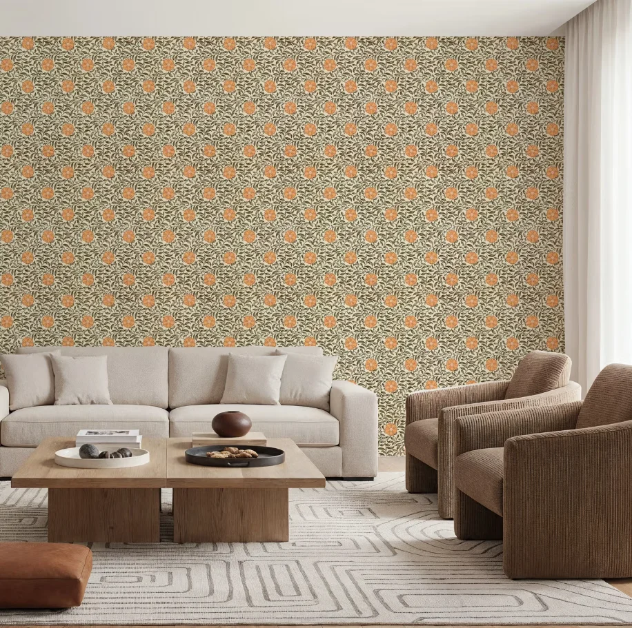 Customized Size Mural Yellow Cream Orange Pink Flower Wallpaper Home Decoration Flowers Unlimited Splicing Decorative Painting