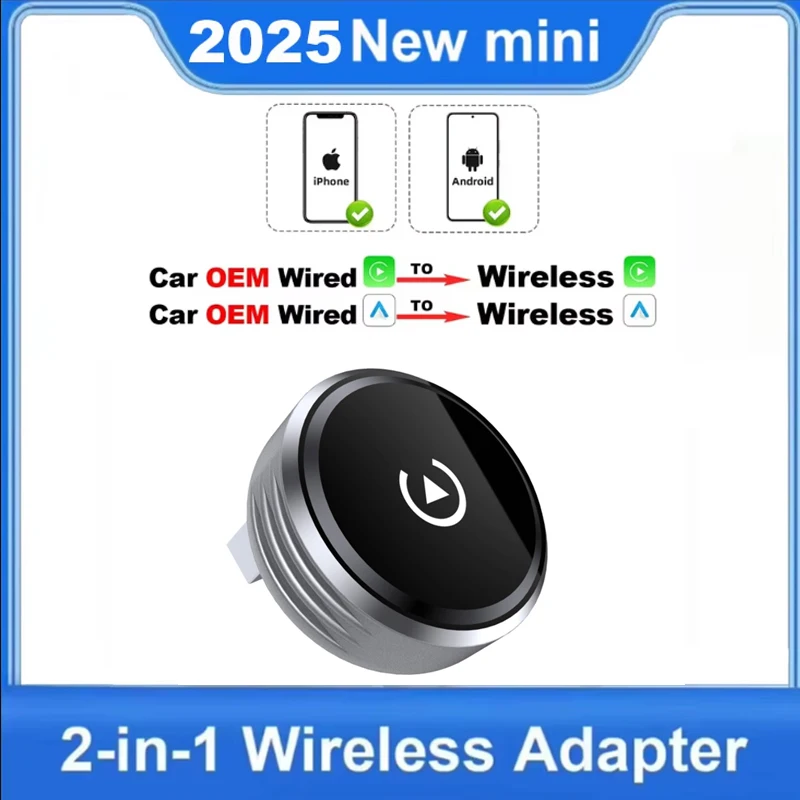 

2 in 1 Mini Carplay Wireless Adapter Bluetooth WiFi Connect Plug&Play Android Auto For Apple USB Type-C Dongle in Universal car