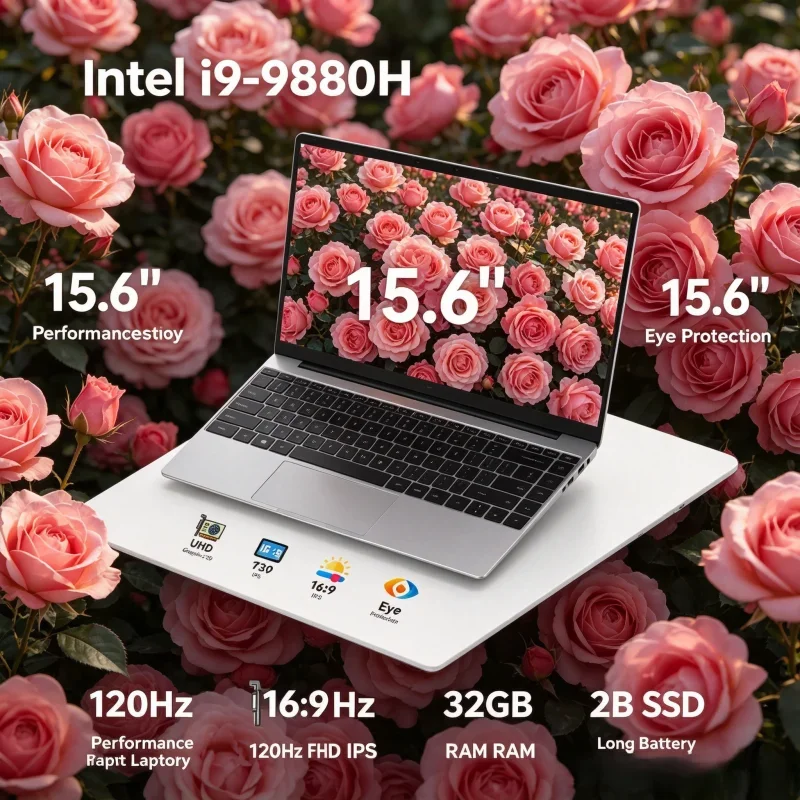 

15.6 Inch Powerful Notebook with Intel i9-9880H, 120Hz FHD IPS Screen, 32GB RAM, 2TB SSD, Backlit Keyboard & Durable Battery