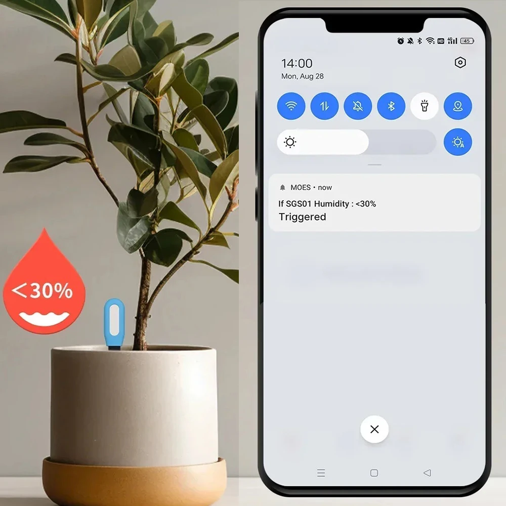 Tuya ZigBee Wireless Soil Moisture Meter Temperature Humidity Tester & Wireless Gateway Smart App Monitor Detector for Garden
