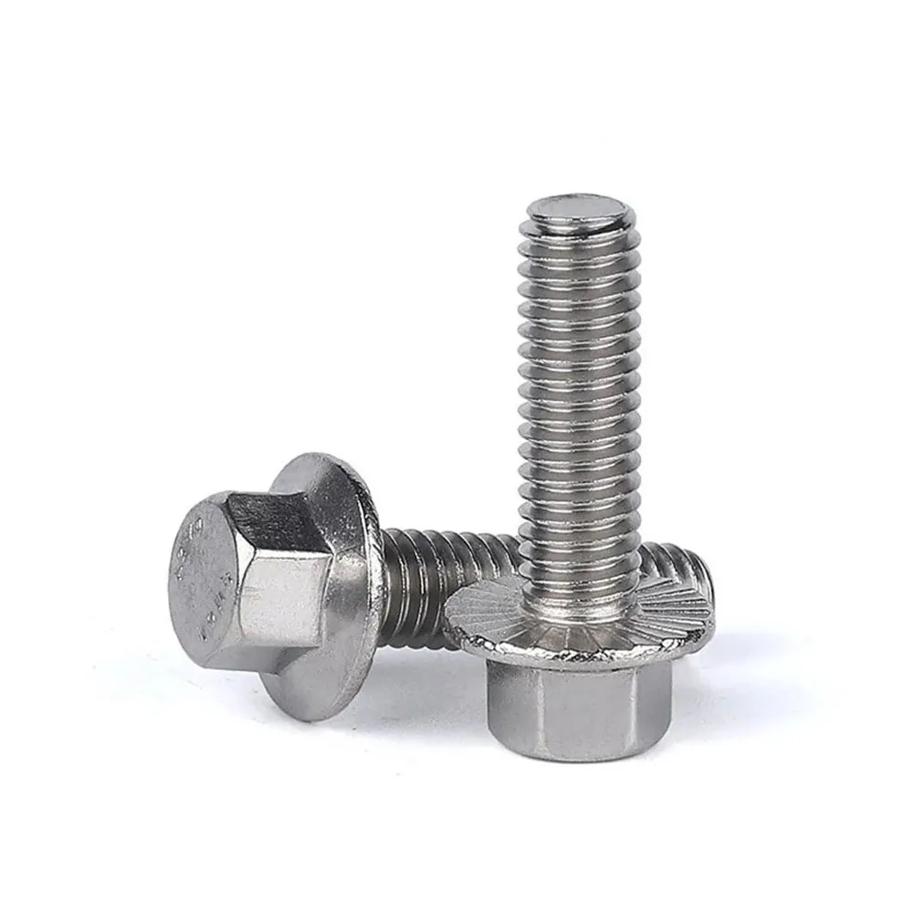 GB5789 Big Hex Washer Head Bolt Screw 304 Stainless Steel Hexagon Flange Bolt Full Thread M5 M6 M8 M10 Hardware Fasteners