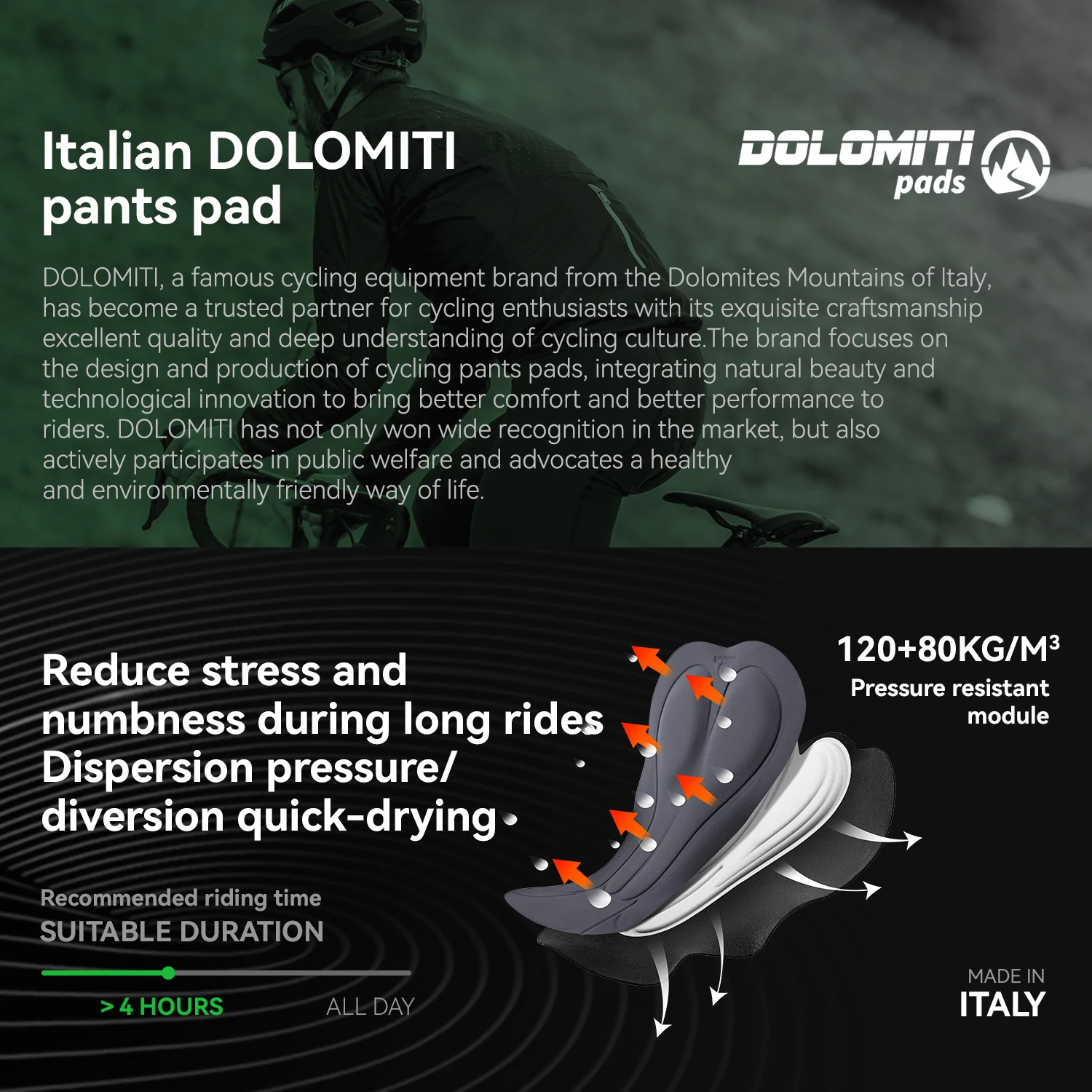 ROCKBROS Summer Cycling Bib Shorts High Elastic Breathable Anti-slip Shorts Comfortable DOLOMITI Pad Tights Men Cycling Shorts - Image 2