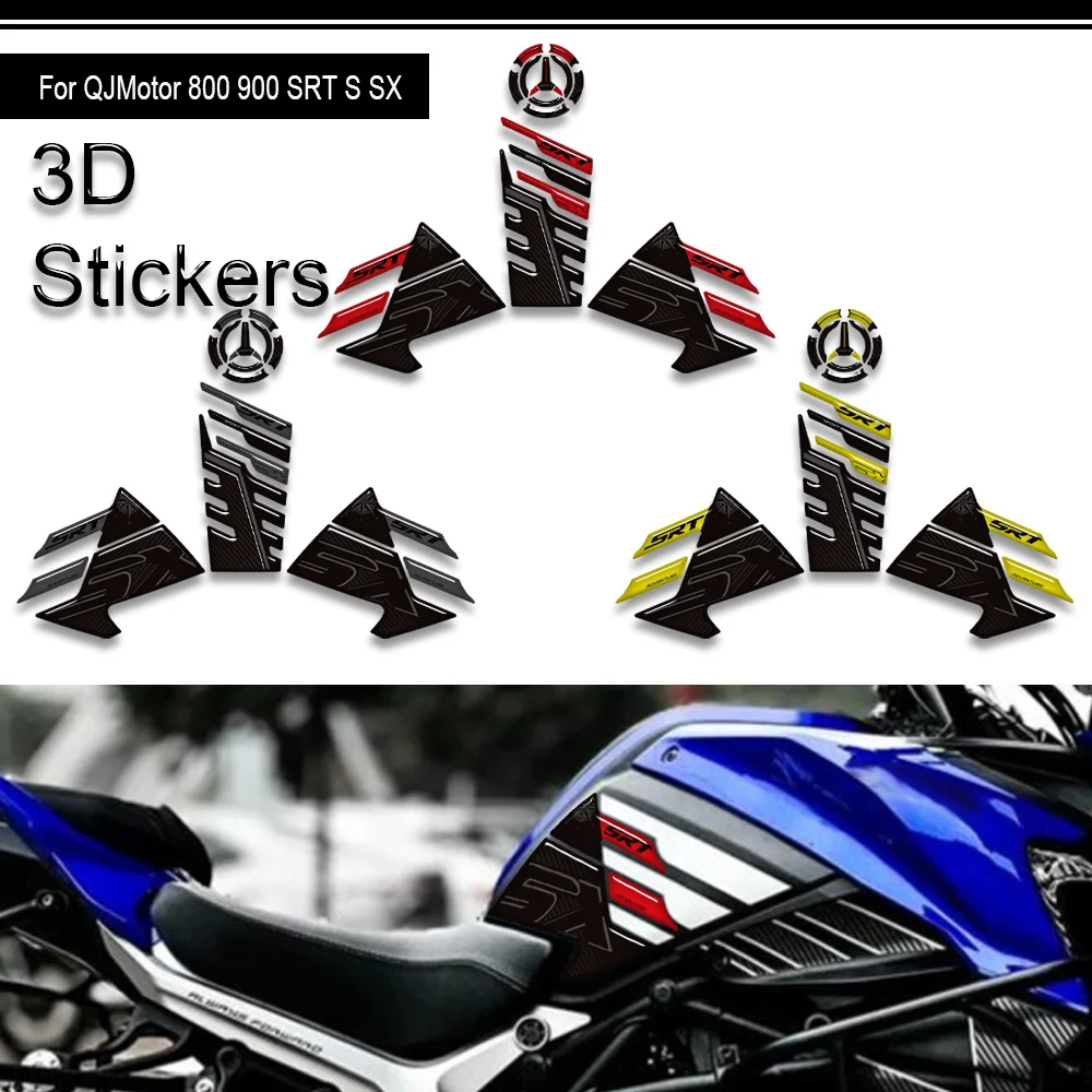 ل QJ موتور SRT 800 900 SX دراجة نارية اكسسوارات خزان الوقود وسادة واقية يغطي مقاوم للماء ثلاثية الأبعاد الراتنج ملصقات عدة 2023-2025