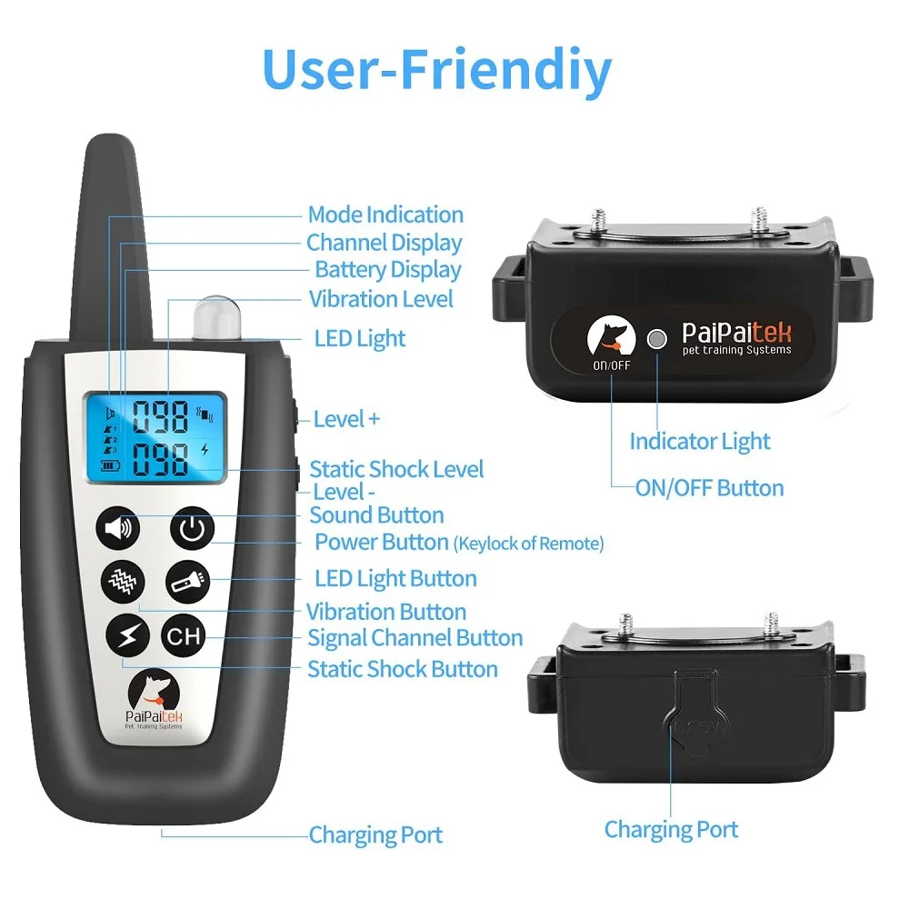 2 IN 1 Automatic Anti Bark Electric Collar for Dog Training,IPX7 Waterproof Dog Training Collar,Electric Collar for 4-120lbs Dog view 4