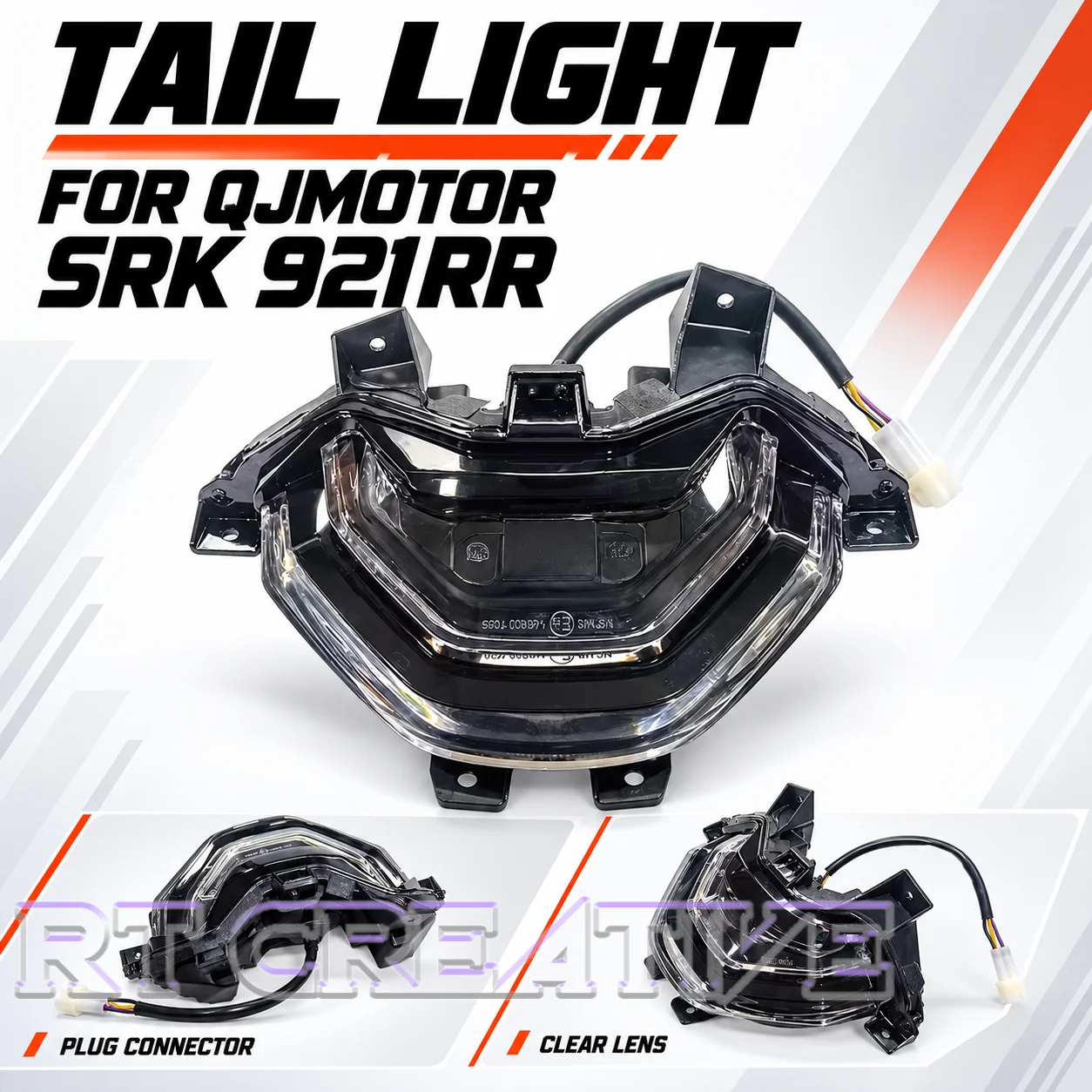 Red tail light/brake light assembly for QJMOTOR SRK921RR motorcycle