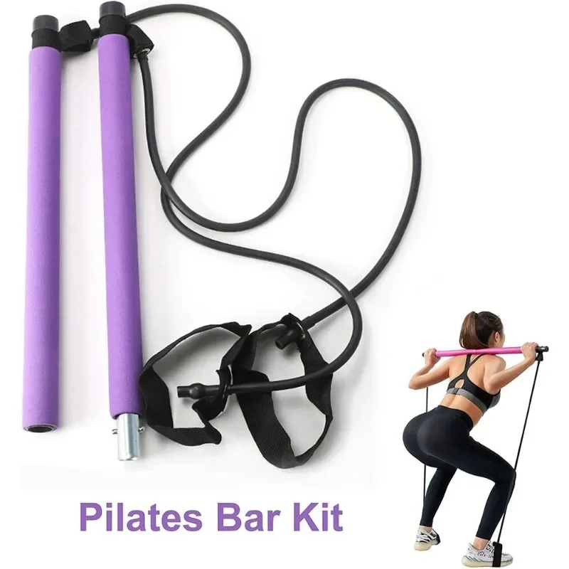 Portable Yoga Resistance Band Set Home Fitness Sport Equipment Bodybuilding Pilates Stick Stretch Band Exercise Agility Training