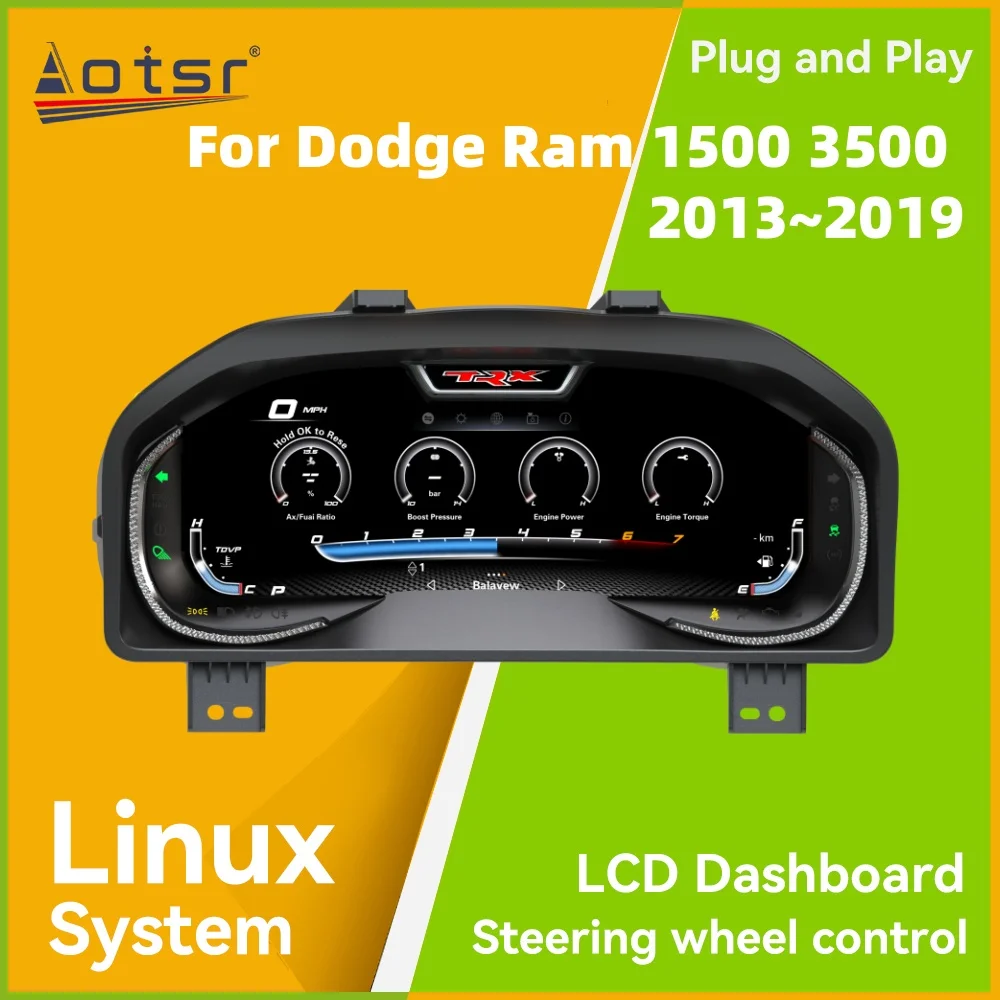 

Для Dodge Ram1500 3500 2013 ~ 2019 виртуальный измеритель скорости кабины, ЖК-кластер, приборная панель, набор модифицированных деталей