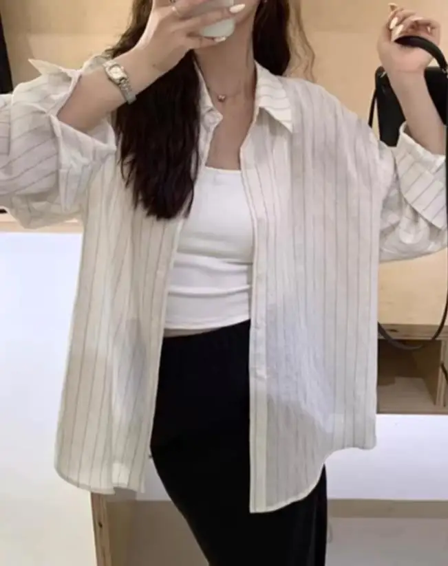 2025 autumn and winter new women's fashion casual striped button long sleeved cardigan women's clothing