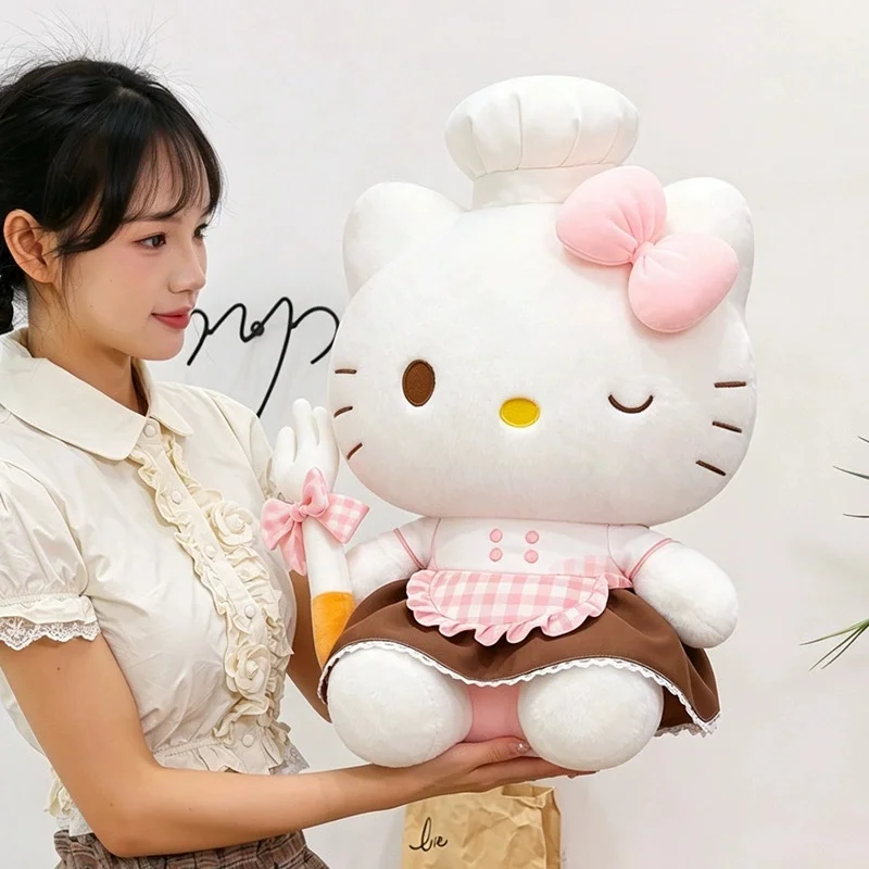 

40CM anime Hello Kitty cos chef style cartoon plush doll PP cotton stuffed doll kawaii pillow ornament decoration holiday gift